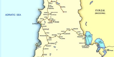 ನಕ್ಷೆ ಅಲ್ಬೇನಿಯಾ ರೈಲು